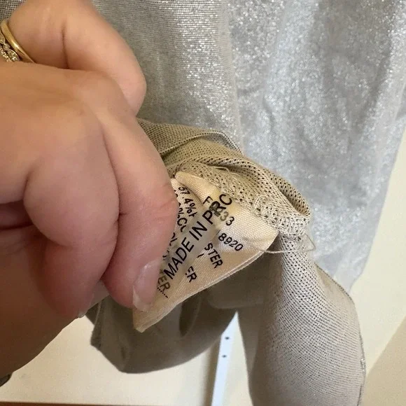 FRNCH Pleated Midi Skirt Print Women's Size M Silver Metallic - Picture 3 of 6